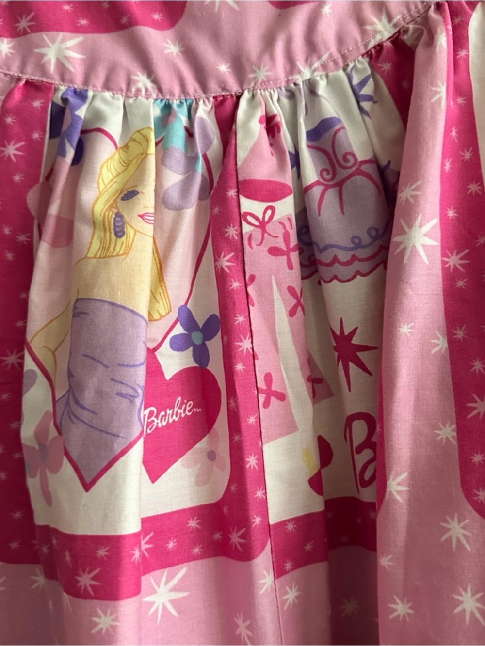 Barbie Pink Printed Handmade Sleeveless Nightdress pit to pit 23", length 37" - Picture 6 of 6